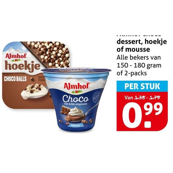 Almhof choco-dessert, hoekje of mousse