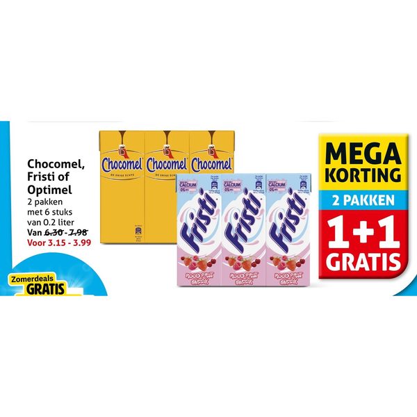 Chocomel, Fristi of Optimel drinkpakjes