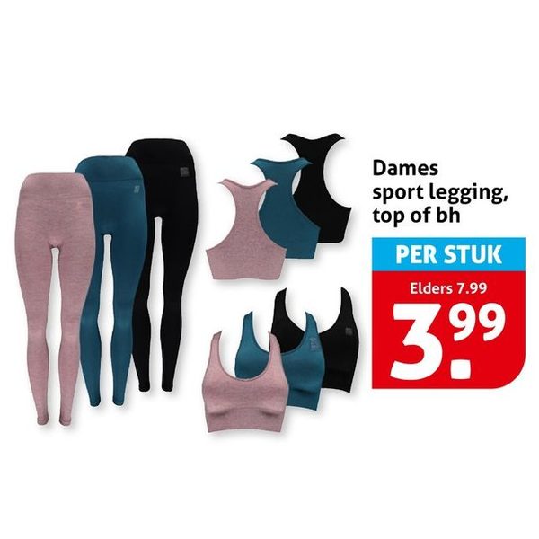 Dames sport legging, top of bh