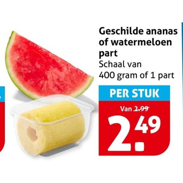 Geschilde ananas of watermeloen part
