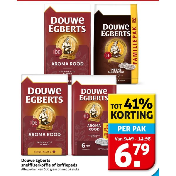 Douwe Egberts snelfilterkoffie of koffiepads