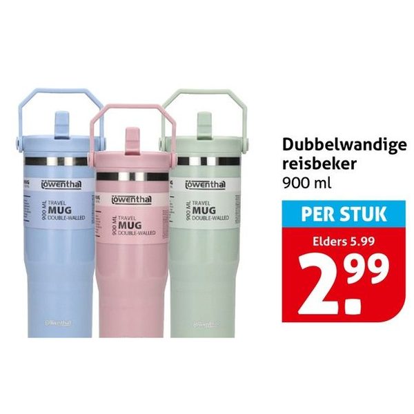 Dubbelwandige reisbeker 900 ml