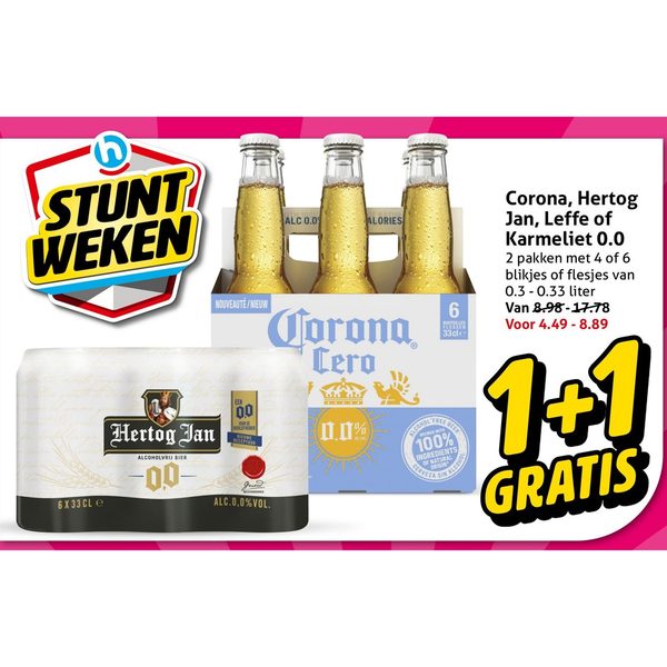 Corona, Hertog Jan, Leffe of Karmeliet 0.0