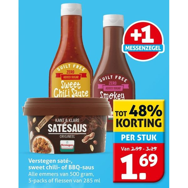 Verstegen saté-, sweet chili- of BBQ-saus