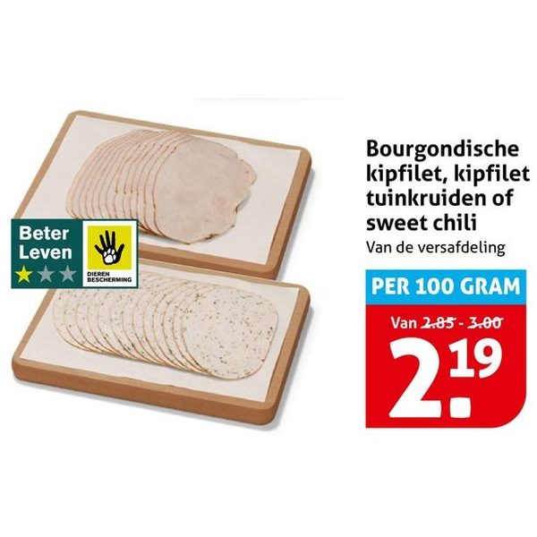 Bourgondische kipfilet, kipfilet tuinkruiden of sweet chili