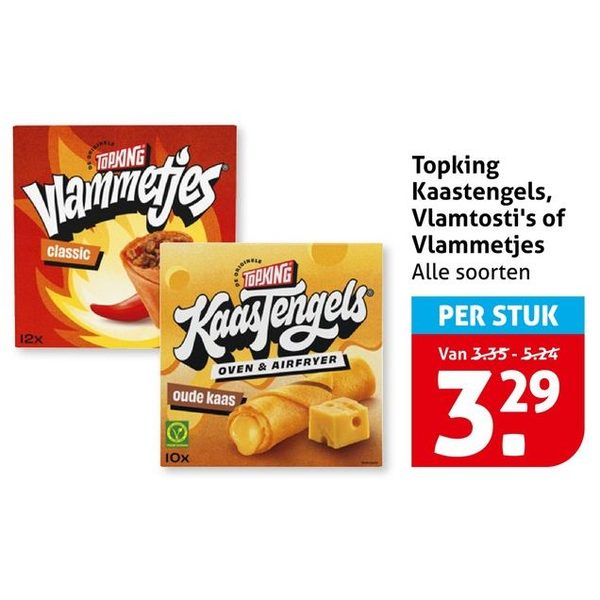Topking Kaastengels, Vlamtosti's of Vlammetjes