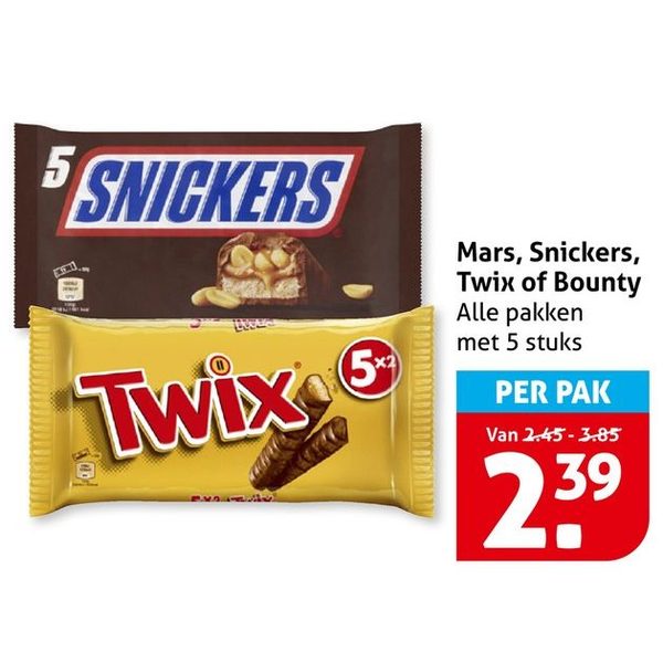Mars, Snickers, Twix of Bounty