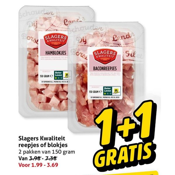 Slagers Kwaliteit hamblokjes of baconreepjes