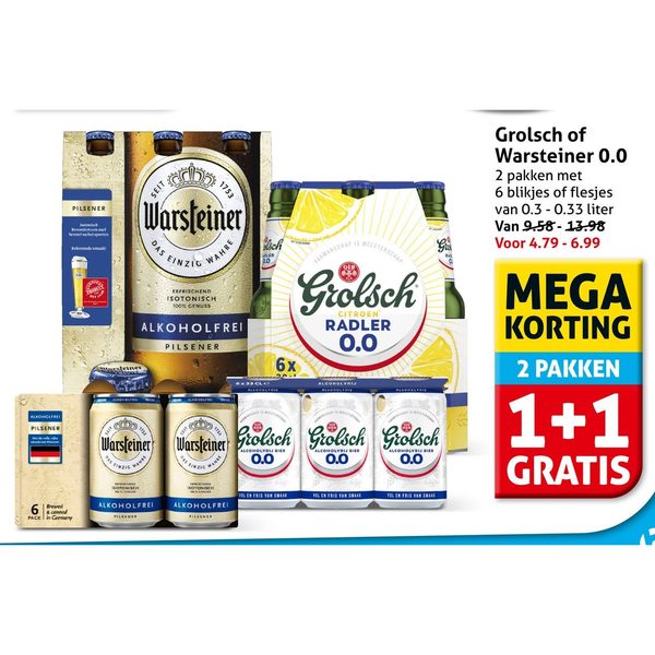 Grolsch of Warsteiner 0.0