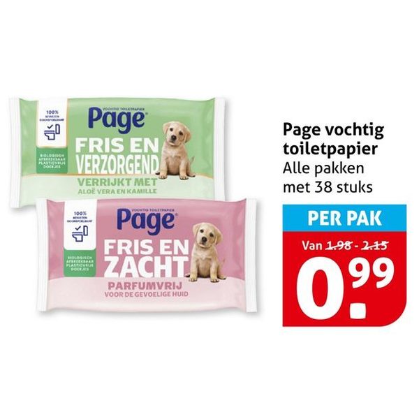 Page vochtig toiletpapier