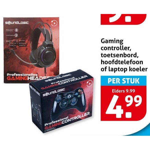 Gaming controller, toetsenbord, hoofdtelefoon of laptop koeler