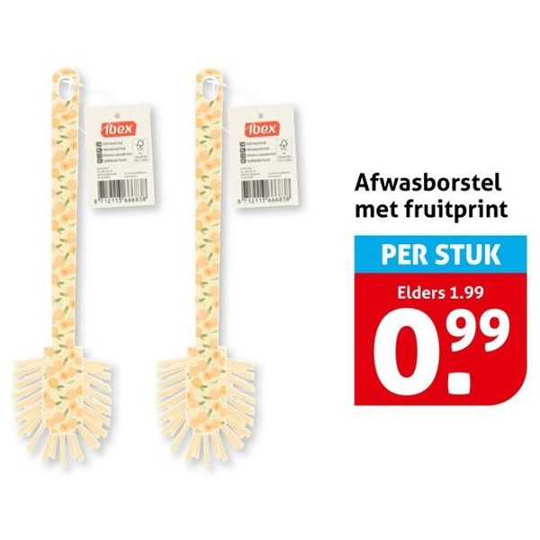 Afwasborstel met fruitprint