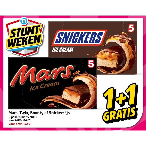 Mars, Twix, Bounty of Snickers ijs