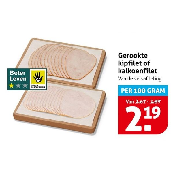 Gerookte kipfilet of kalkoenfilet
