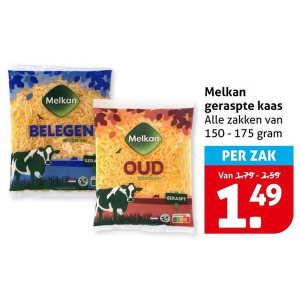 Melkan geraspte kaas