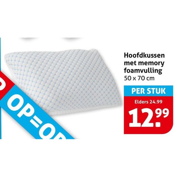 Hoofdkussen met memory foamvulling