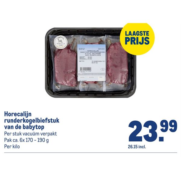 Horecalijn runderkogelbiefstuk van de babytop