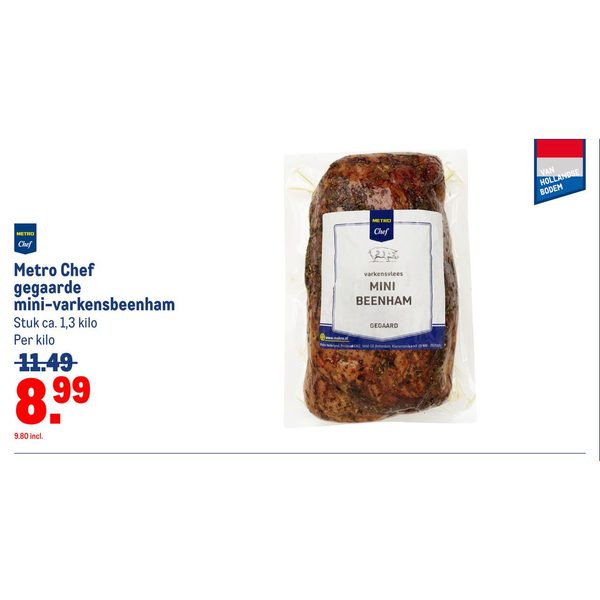 Metro Chef gegaarde mini-varkensbeenham