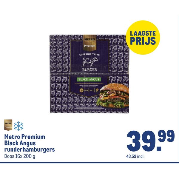 Metro Premium Black Angus runderhamburgers