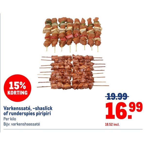 Varkenssaté, shaslick of runderspies piripiri