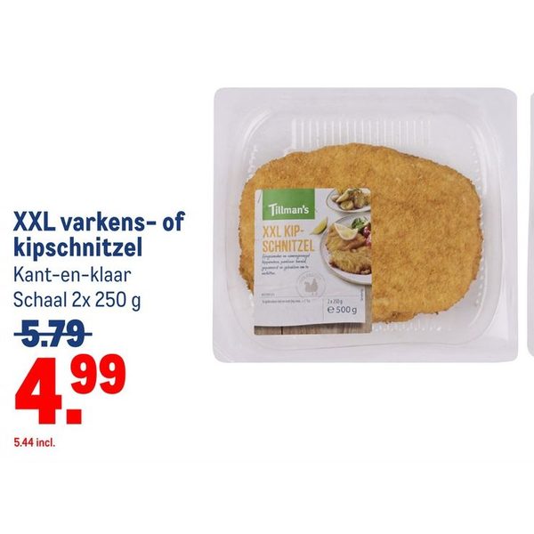 XXL varkens- of kipschnitzel