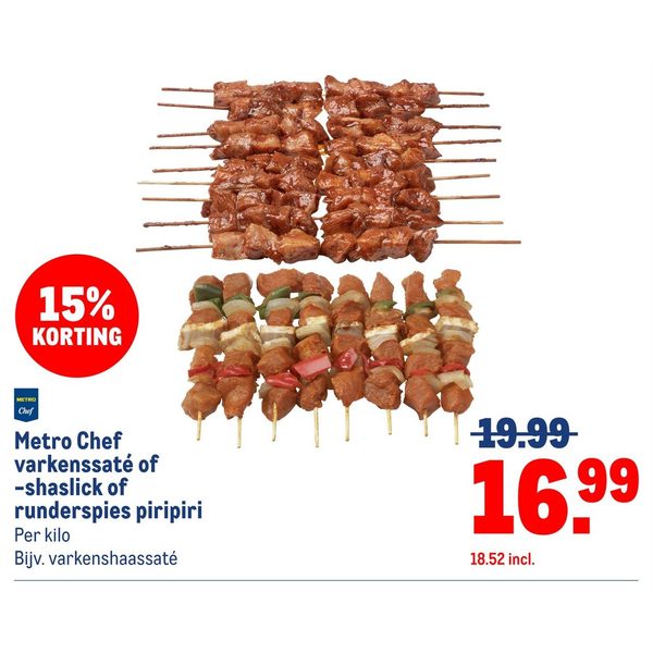 Metro Chef varkenssaté of -shaslick of runderspies piripiri