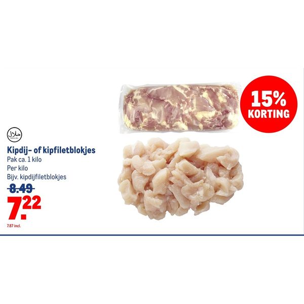 Kipdij- of kipfiletblokjes