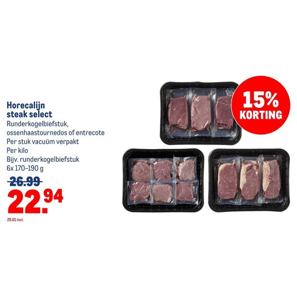 Steak select (runderkogelbiefstuk, ossenhaastournedos of entrecote)