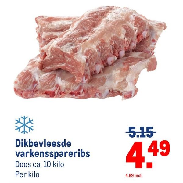 Dikbevleesde varkensspareribs
