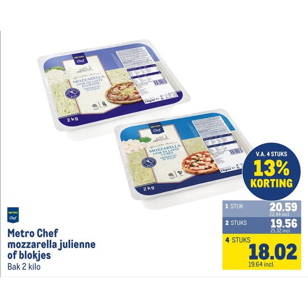 Metro Chef mozzarella julienne of blokjes