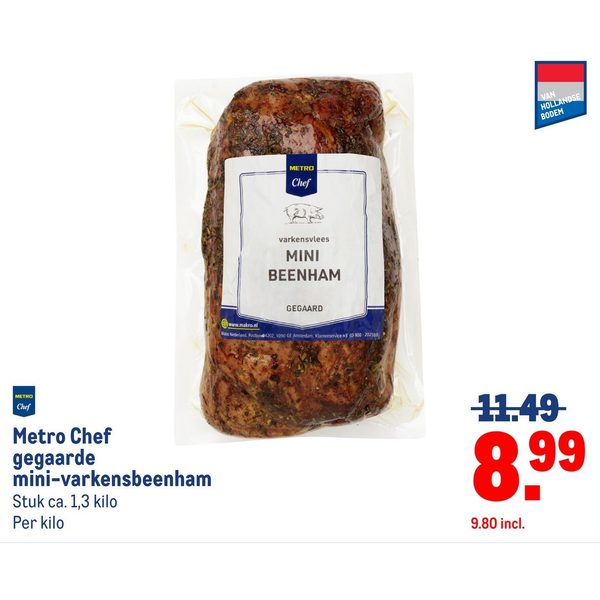 Metro Chef gegaarde mini-varkensbeenham
