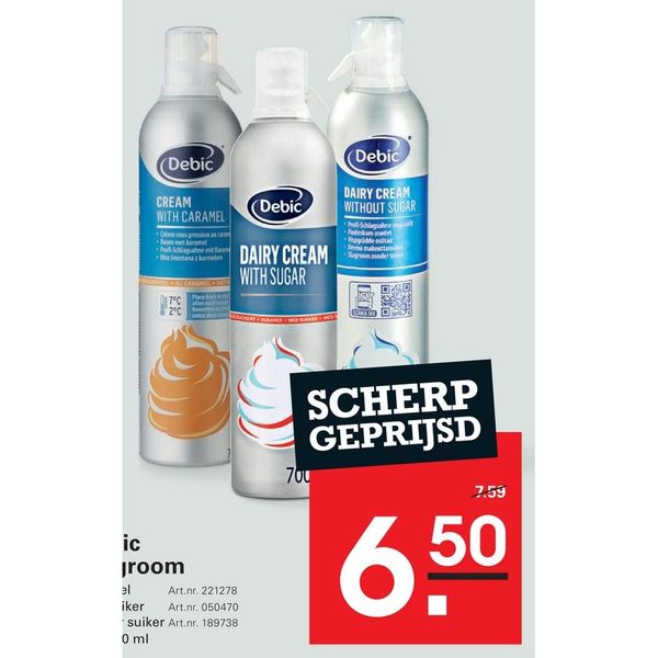 Slagroom (Karamel, Met suiker, Zonder suiker)