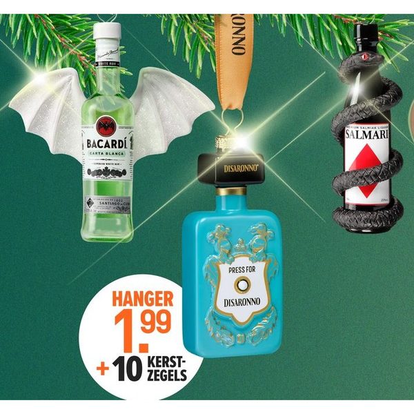 Kersthangers (o.a. Bacardí, Disaronno, Salmari, Bisous)