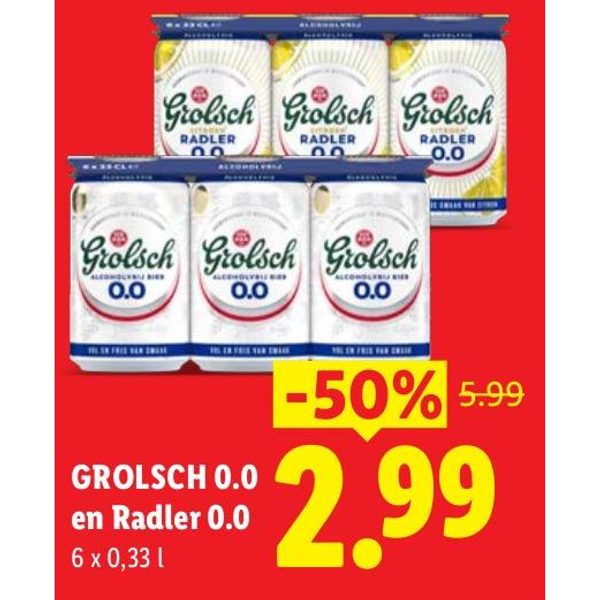 Grolsch 0.0 en Radler