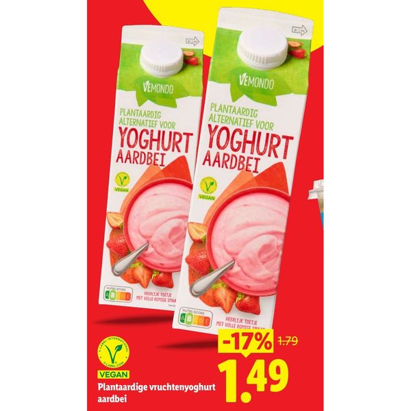Plantaardige vruchtenyoghurt aardbei