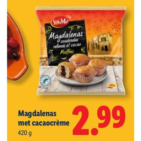 Magdalenas met cacaocrème