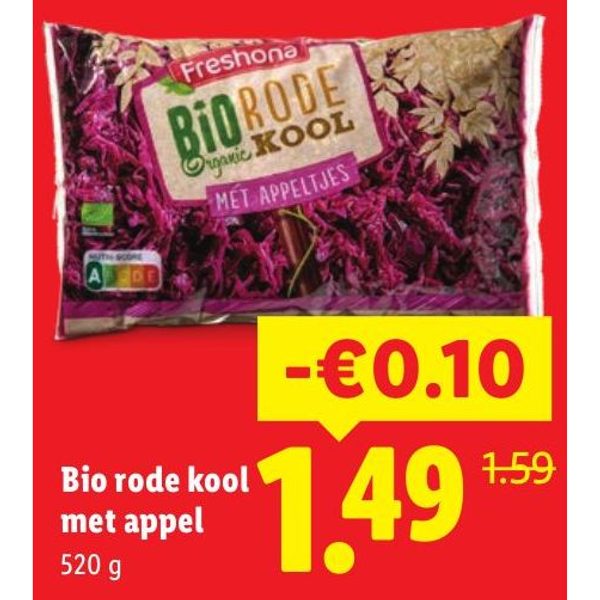 Bio rode kool met appel