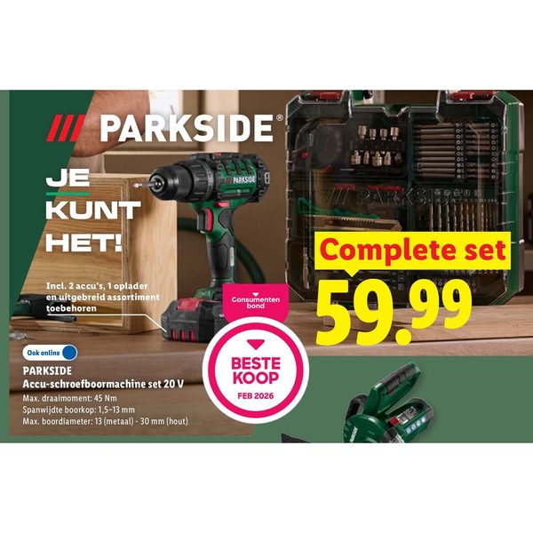 Parkside Accu-schroefboormachine set 20 V