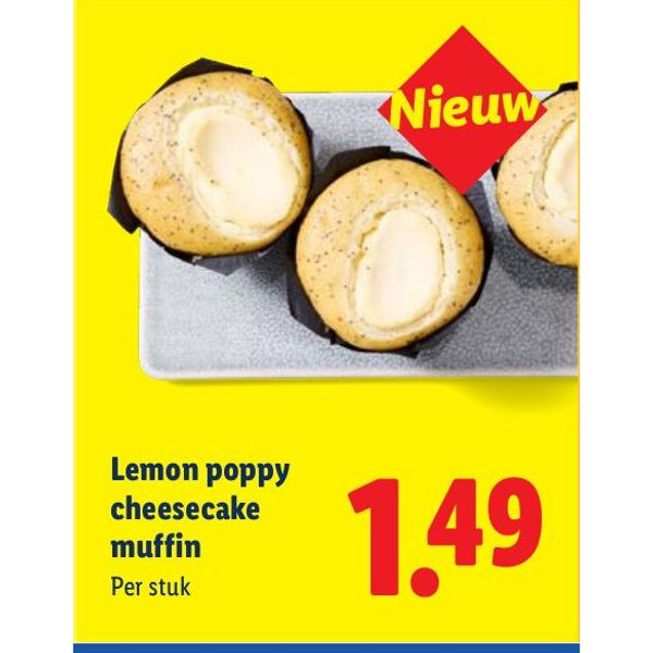 Lemon poppy cheesecake muffin