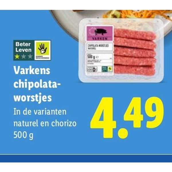 Varkens chipolata-worstjes