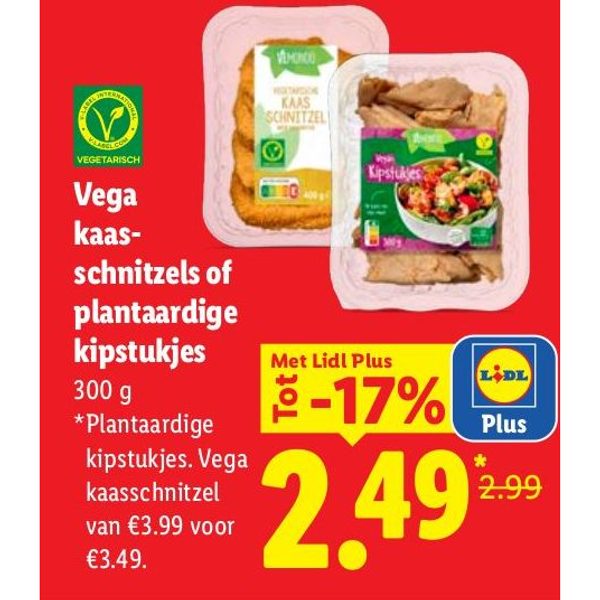 Vega kaas-schnitzels of plantaardige kipstukjes