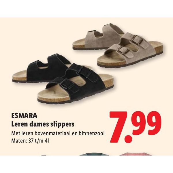 ESMARA Leren dames slippers