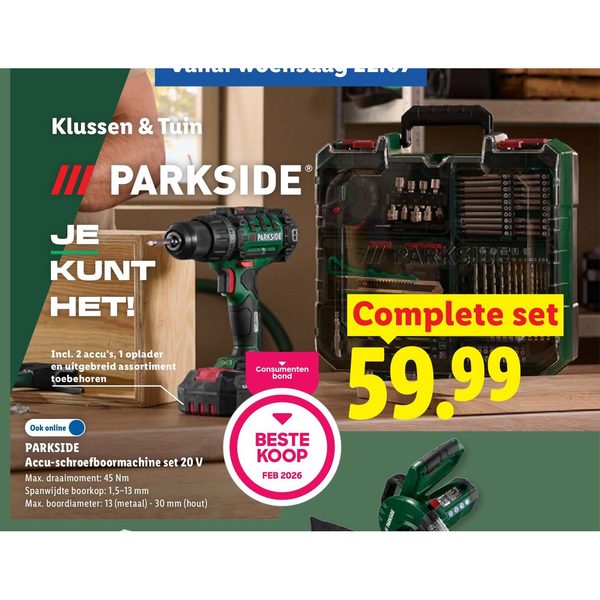 Parkside Accu-schroefboormachine set 20 V