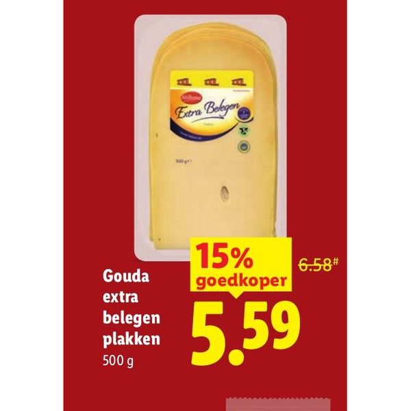 Gouda extra belegen plakken