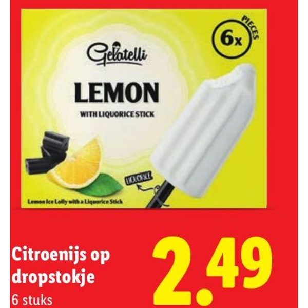 Citroenijs op dropstokje