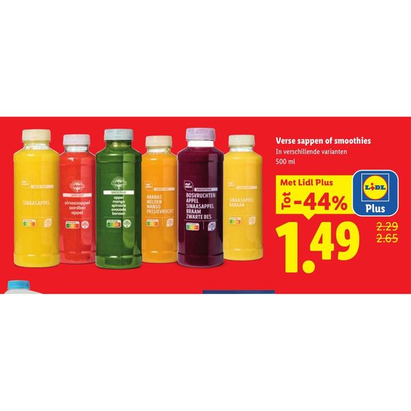 Verse sappen of smoothies