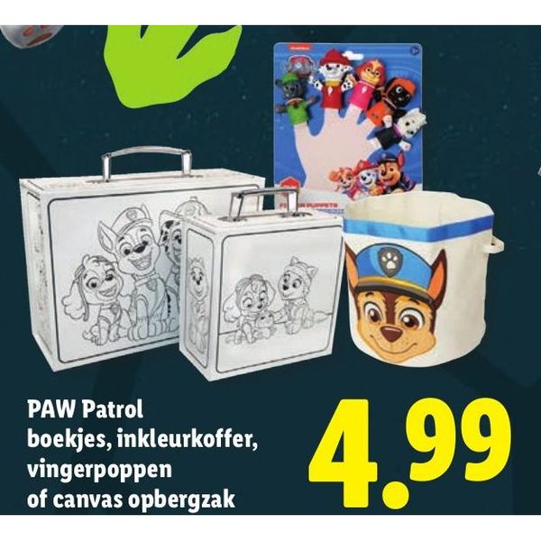 PAW Patrol boekjes, inkleurkoffer, vingerpoppen of canvas opbergzak
