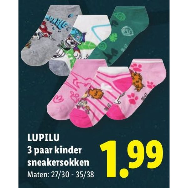 LUPILU 3 paar kinder sneakersokken