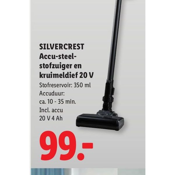 Silvercrest Accu-steelstofzuiger en kruimeldief 20 V
