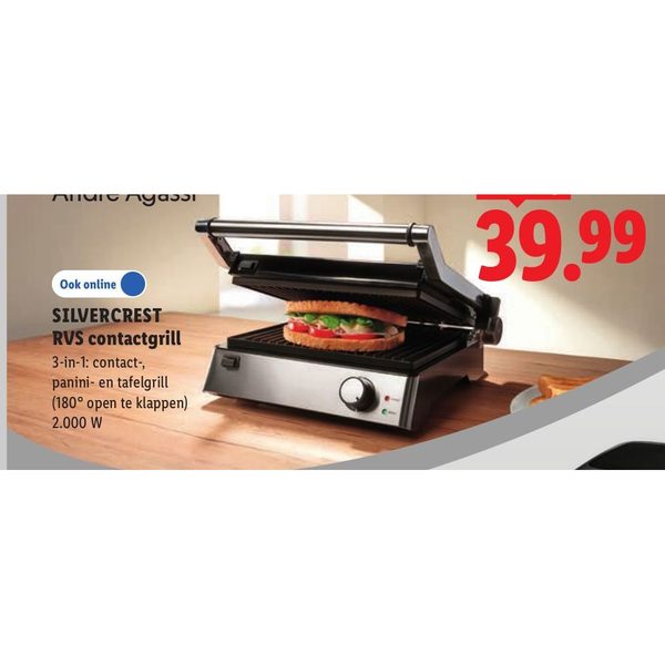 Silvercrest RVS contactgrill